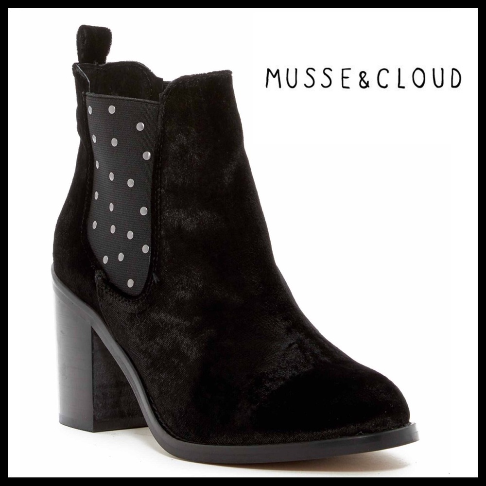 BLACK ANKLE BOOTIES MOTO STUD BLOCK HEEL BOOTS A3C - Picture 1 of 8